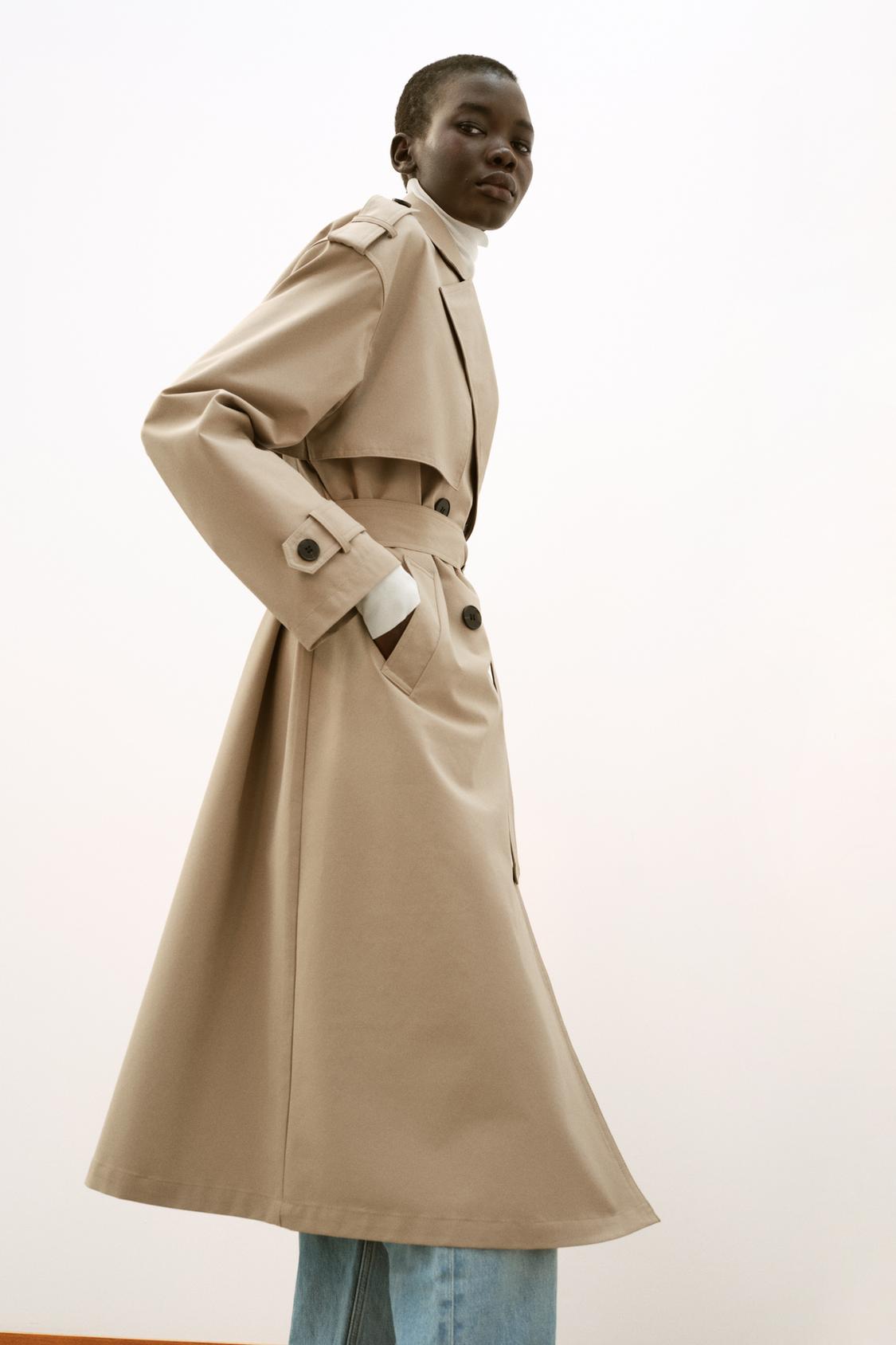 TRENCH LONG À DOUBLE BOUTONNAGE BEIGE