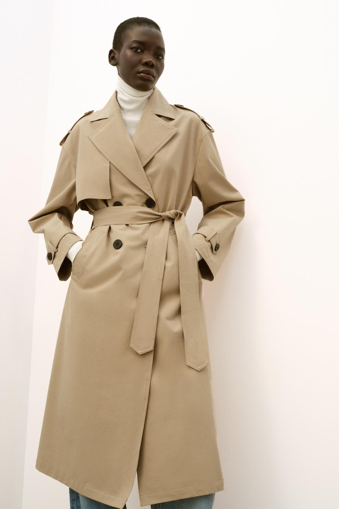TRENCH LONG À DOUBLE BOUTONNAGE BEIGE