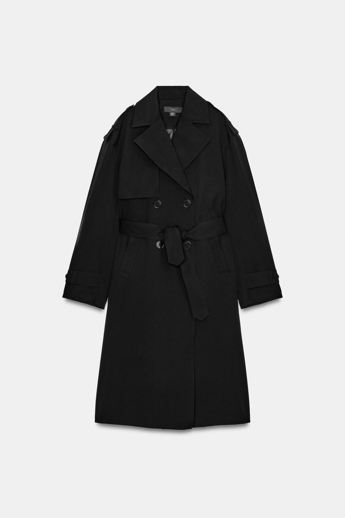TRENCH LONG À DOUBLE BOUTONNAGE NOIR