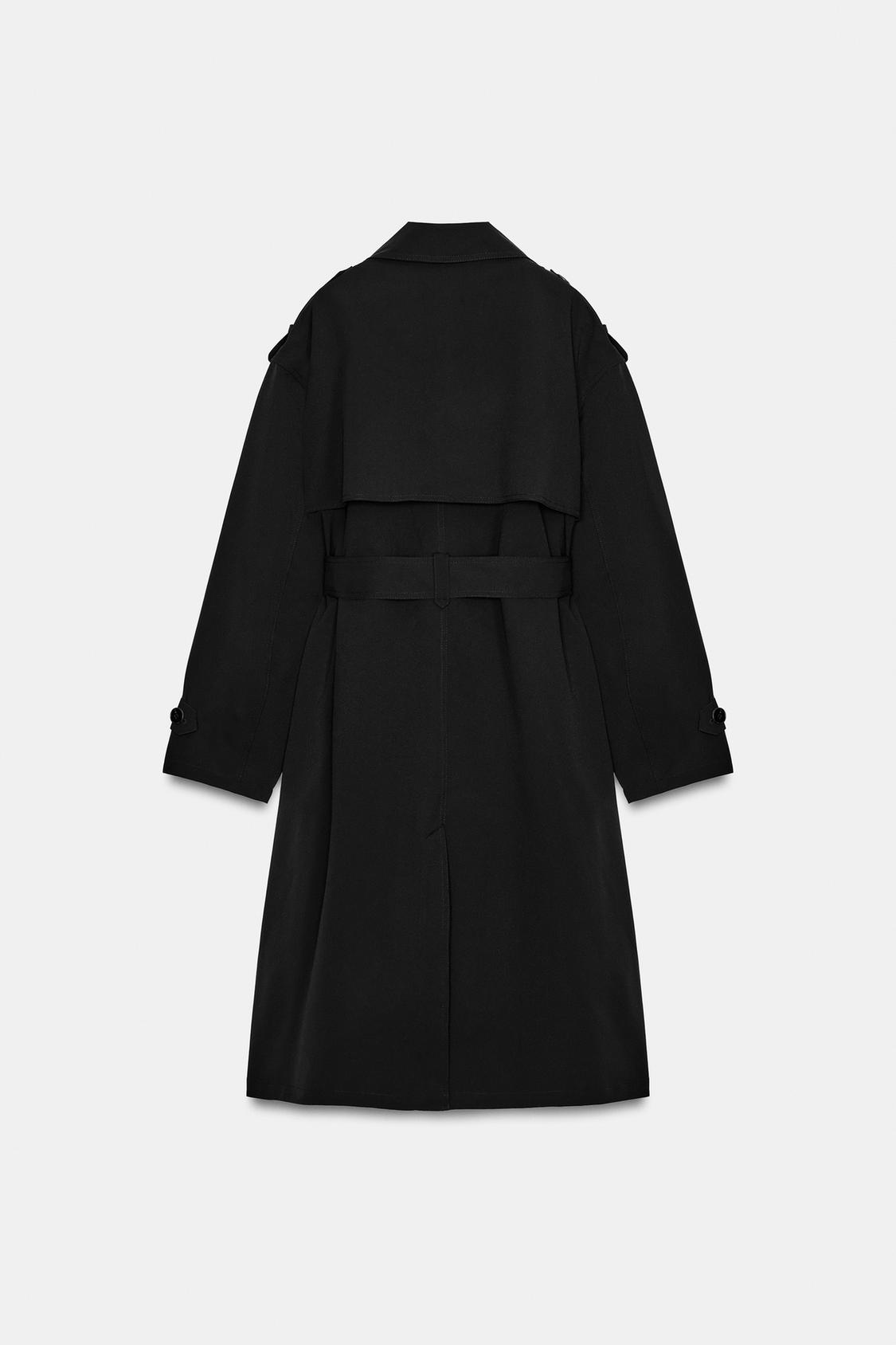 TRENCH LONG À DOUBLE BOUTONNAGE NOIR